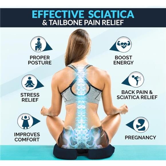 Gel Memory Foam Seat Cushion Tailbone Coccyx Pillow Office Chair Car Back Pain - Picture 6 of 7